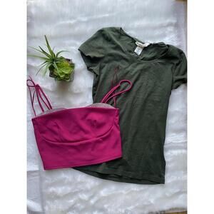 Women's Fushia Crop Top with Rhinestone Detail Bundle